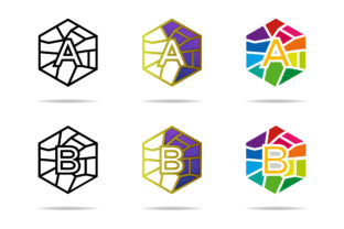 Ab Letter Polygonal Logo Solid Half Line