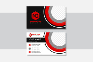 Circle Red Black Business Card Flat