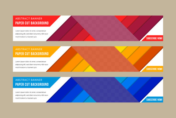 Diagonal Paper Cut Horizontal Banner