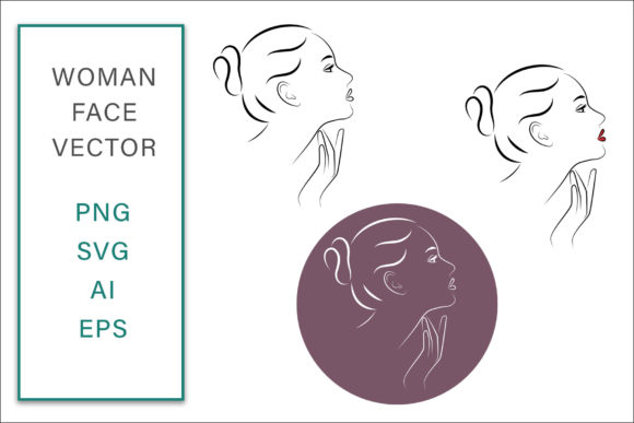 Feminine Face Vector Line Art Graphic: A Versatile Tool for Creative Projects
