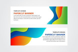 Green Blue Paper Cut Horizontal Banner for Modern Design Projects