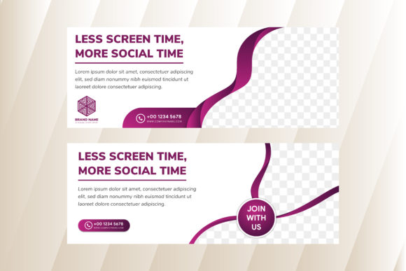 Social Time Horizontal Banner Purple
